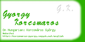gyorgy korcsmaros business card