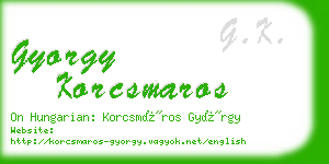 gyorgy korcsmaros business card